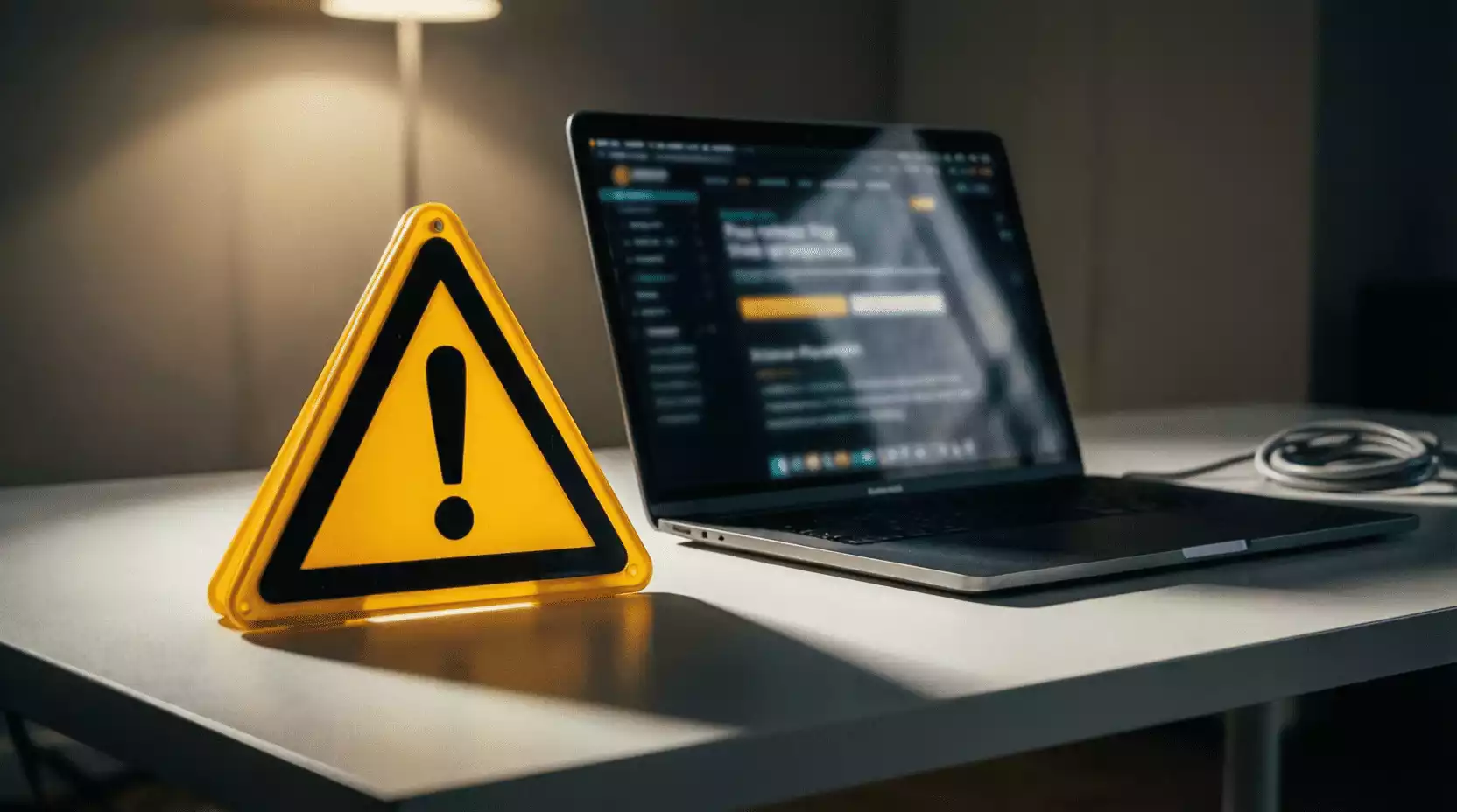 Señal de advertencia sobre riesgos de sitios web no regulados