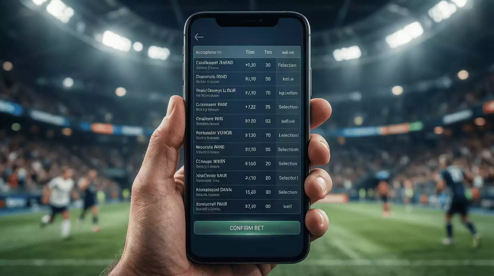 Boleto de apuesta combinada mostrando múltiples selecciones