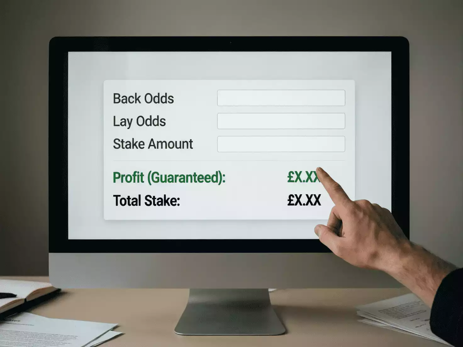 Calculadora de matched betting mostrando cuotas back y lay