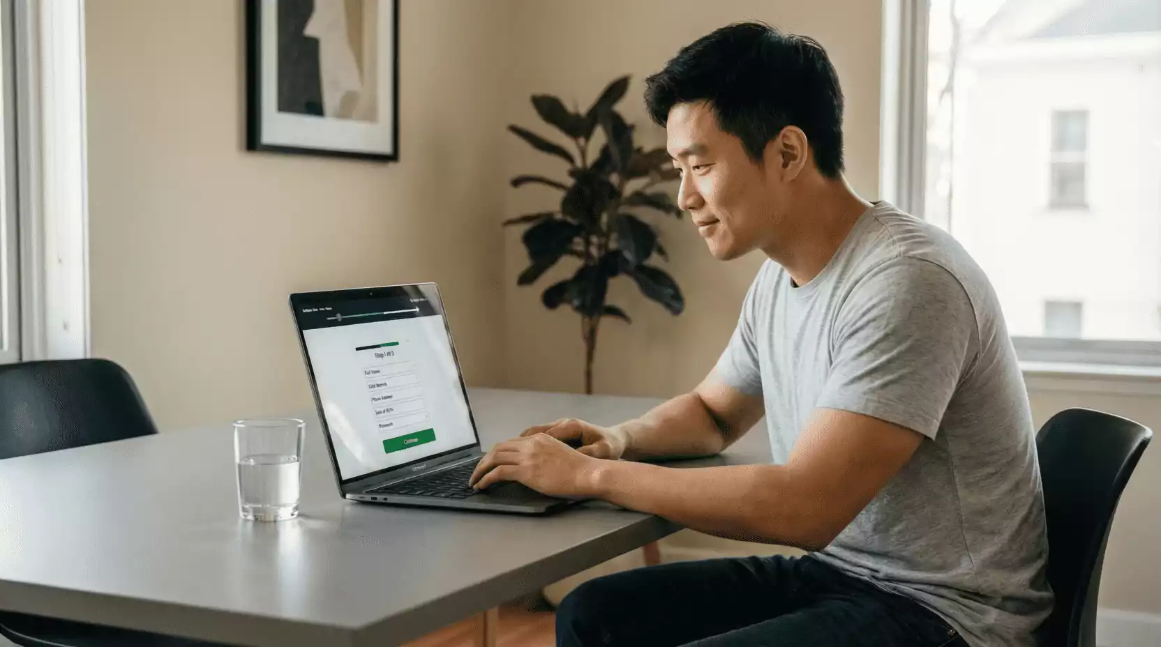 Persona completando un formulario de registro en una casa de apuestas online