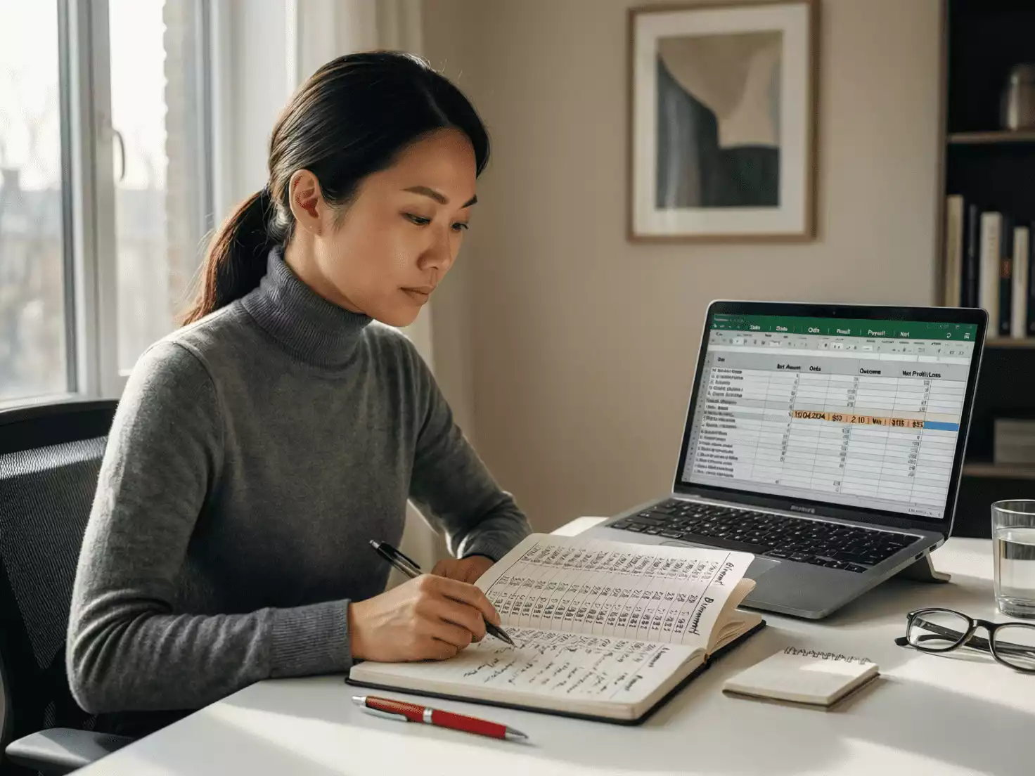 Persona llevando un registro organizado de sus apuestas deportivas