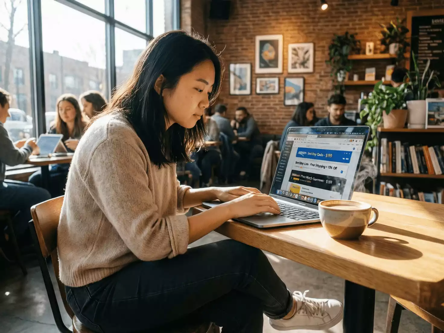 Persona buscando ofertas de bonos sin rollover en múltiples plataformas