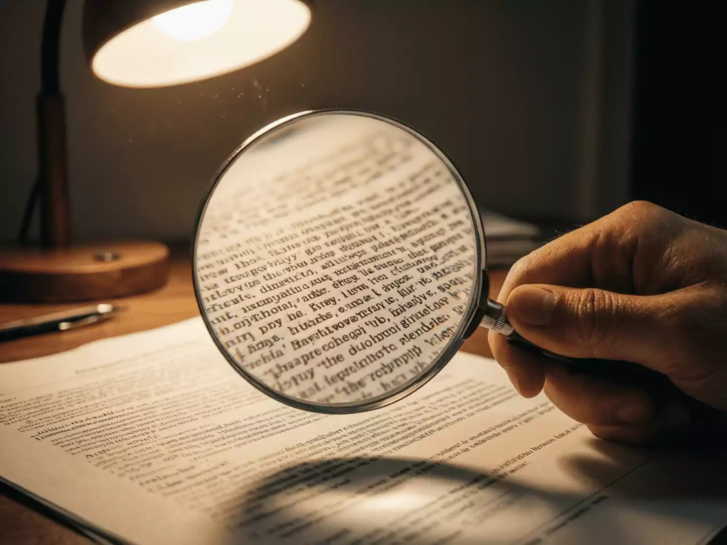 Lupa examinando los términos y condiciones de una promoción